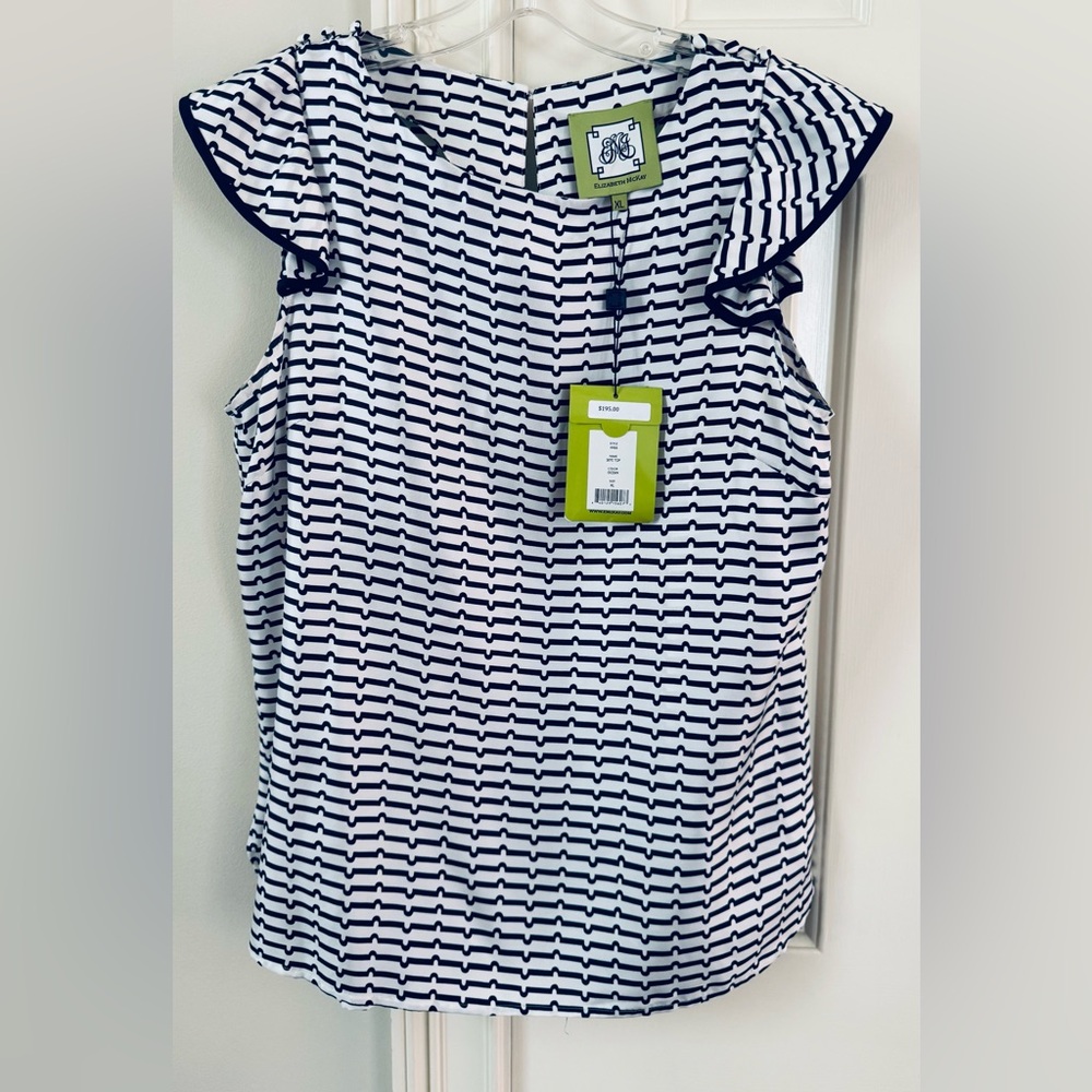 Elizabeth McKay Skye top with ruffle cap sleeve XL 100% silk